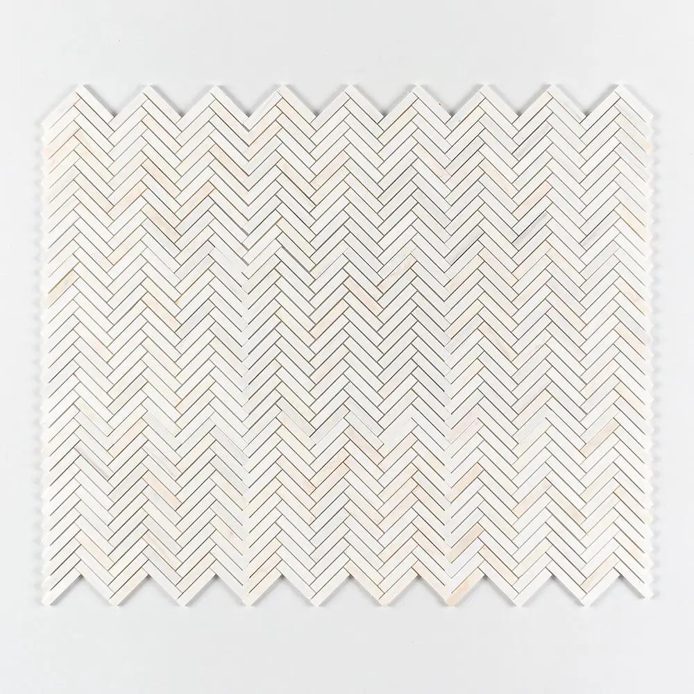 Confetti Honed Herringbone 5/8x3 Marble Mosaics 10 7/16x12 13/16 by Stonetiledepot