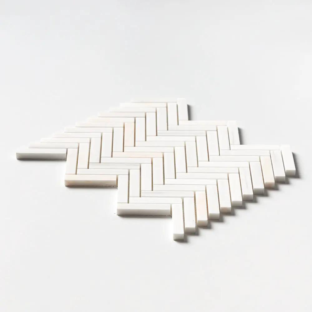 Confetti Honed Herringbone 5/8x3 Marble Mosaics 10 7/16x12 13/16 by Stonetiledepot