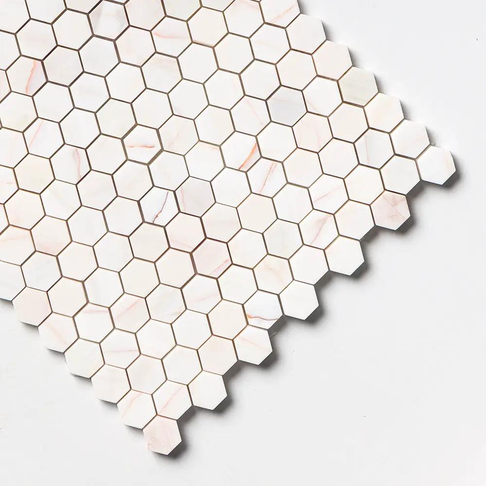 Confetti Honed Hexagon Marble Mosaics 11 5/8x12 3/8 by Stonetiledepot