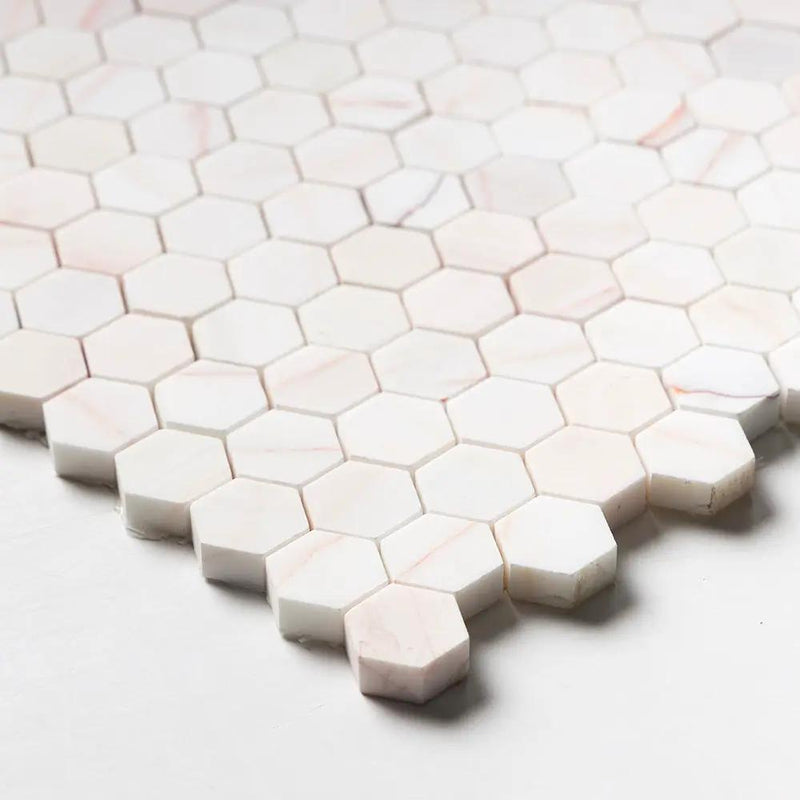 Confetti Honed Hexagon Marble Mosaics 11 5/8x12 3/8 by Stonetiledepot