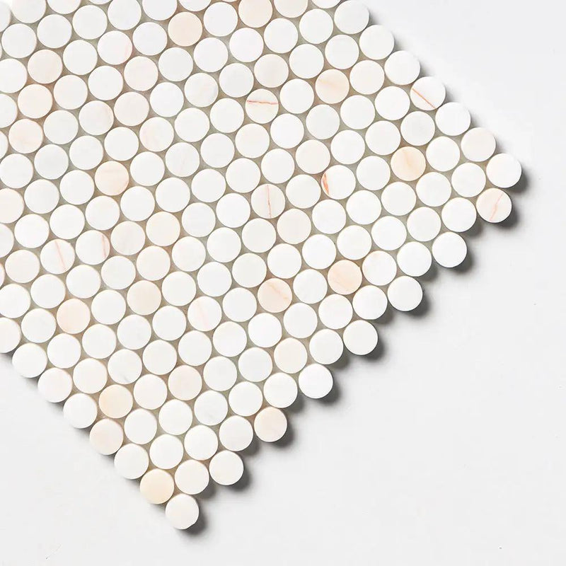 Confetti Honed Penny Round Marble Mosaics 11 1/2x11 1/2 by Stonetiledepot