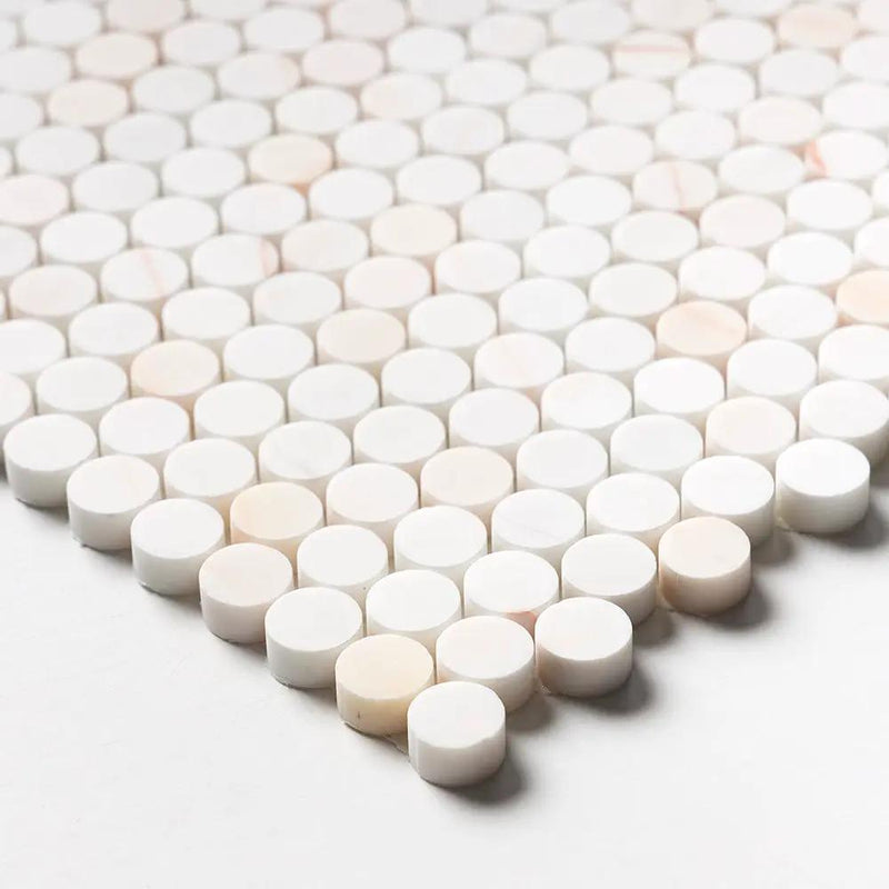 Confetti Honed Penny Round Marble Mosaics 11 1/2x11 1/2 by Stonetiledepot