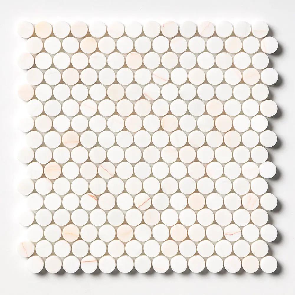 Confetti Honed Penny Round Marble Mosaics 11 1/2x11 1/2 by Stonetiledepot