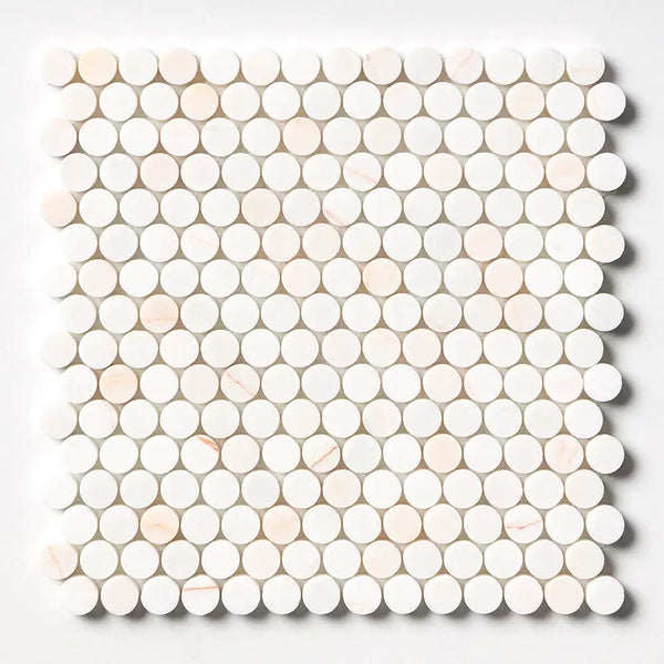 Confetti Honed Penny Round Marble Mosaics 11 1/2x11 1/2