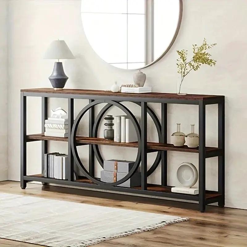 Console Table - 3 Tier Wood Metal Long by House Of Avana
