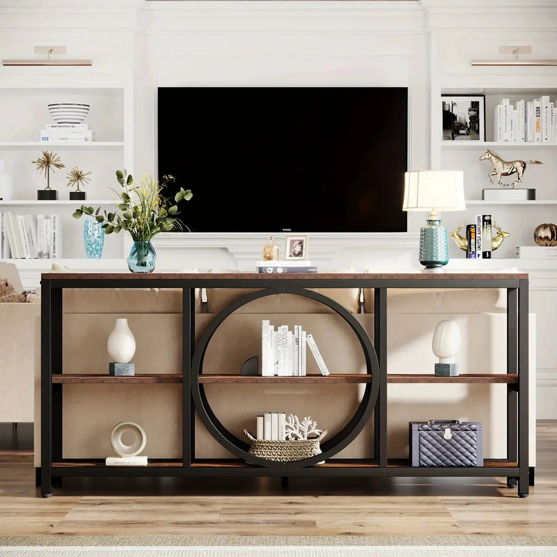 Console Table - 3 Tier Wood Metal Long by House Of Avana