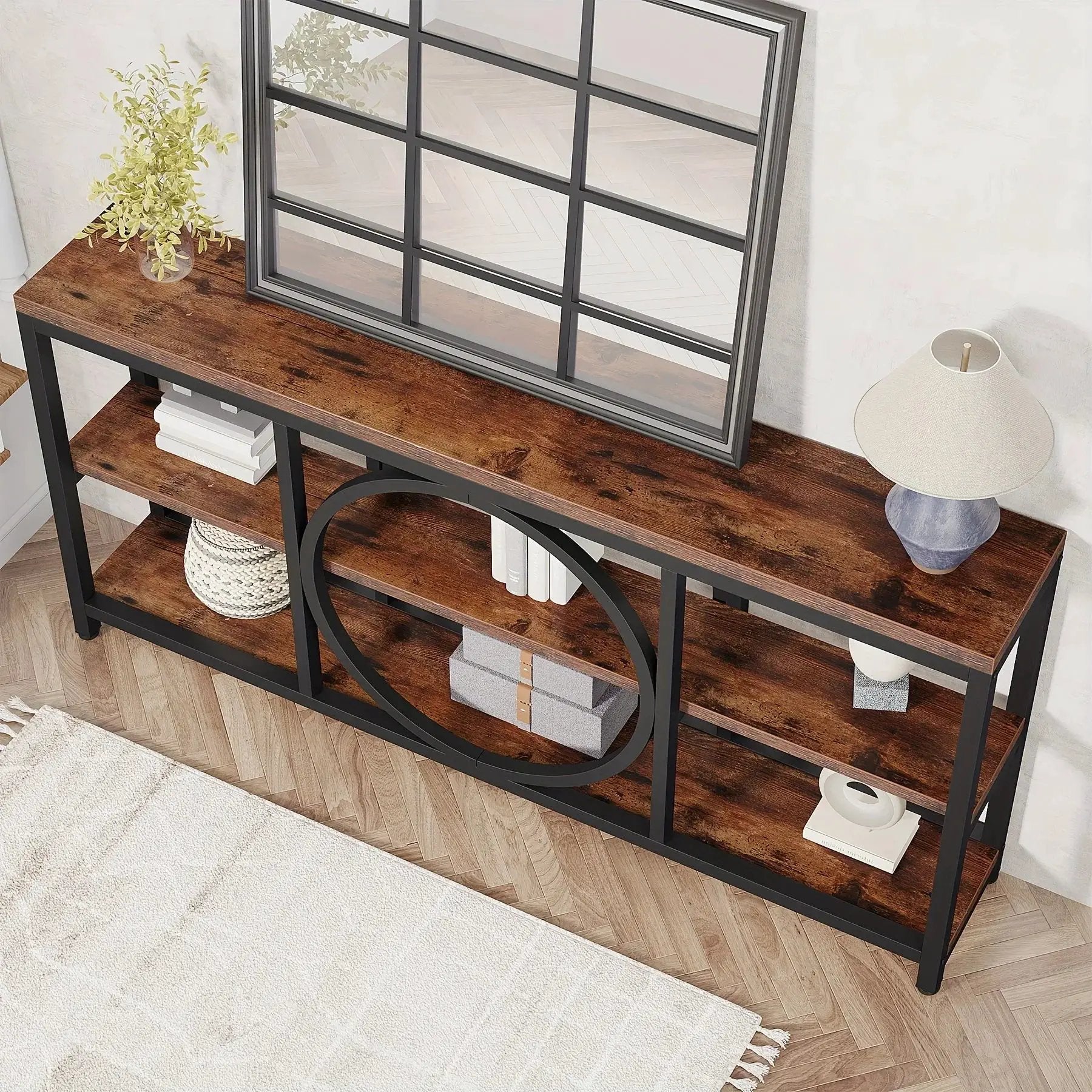 Console Table - 3 Tier Wood Metal Long by House Of Avana