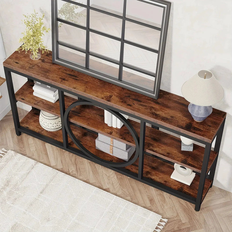 Console Table - 3 Tier Wood Metal Long by House Of Avana