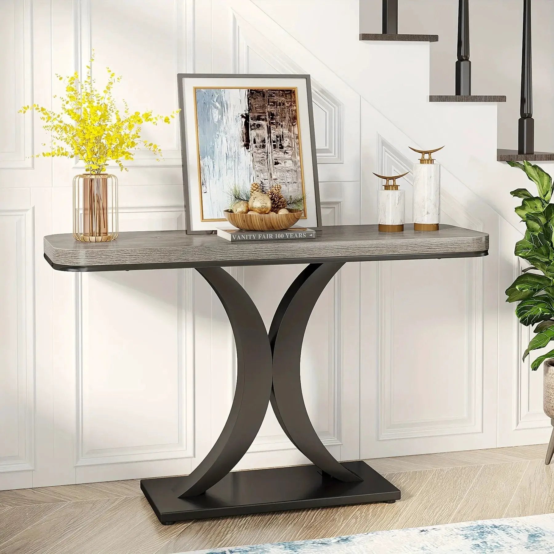 Console Table - Geometric Gray 40 Inch by House Of Avana