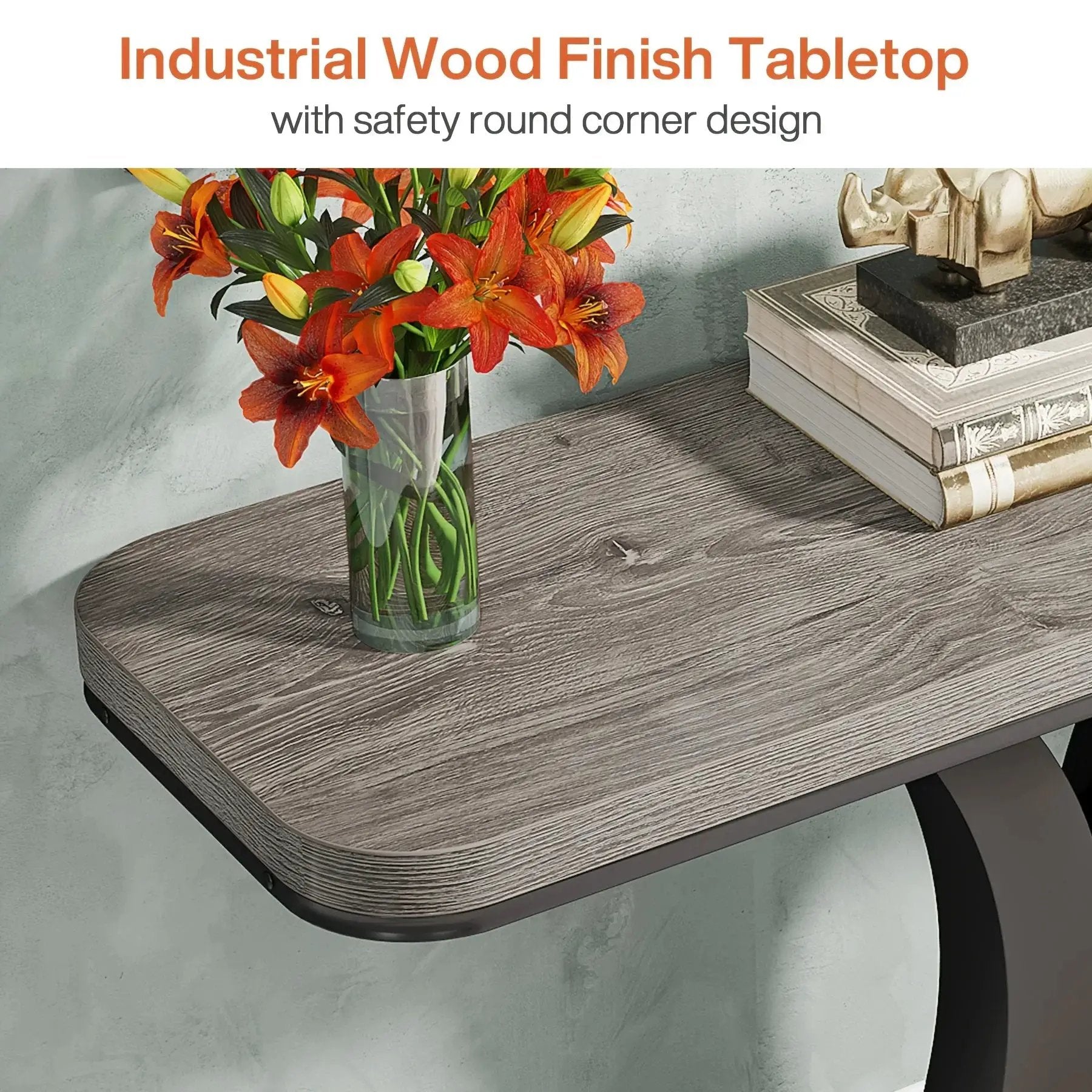 Console Table - Geometric Gray 40 Inch by House Of Avana