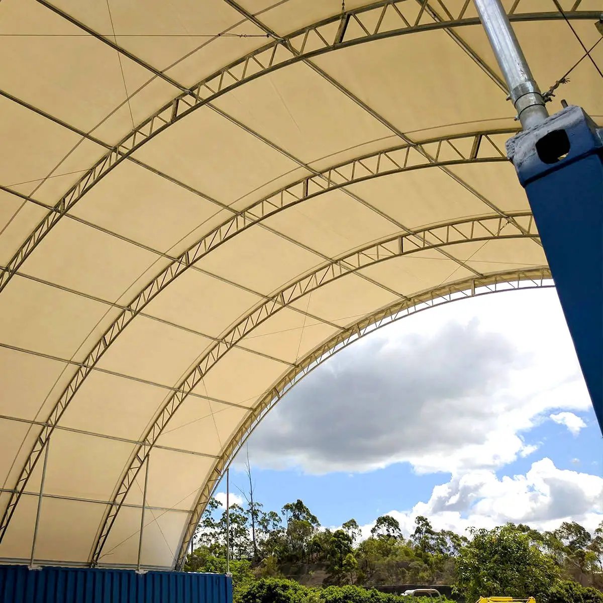 40'x40'x15' Double Truss Shipping Container Canopy Shelter, Outside by Chery Industrial