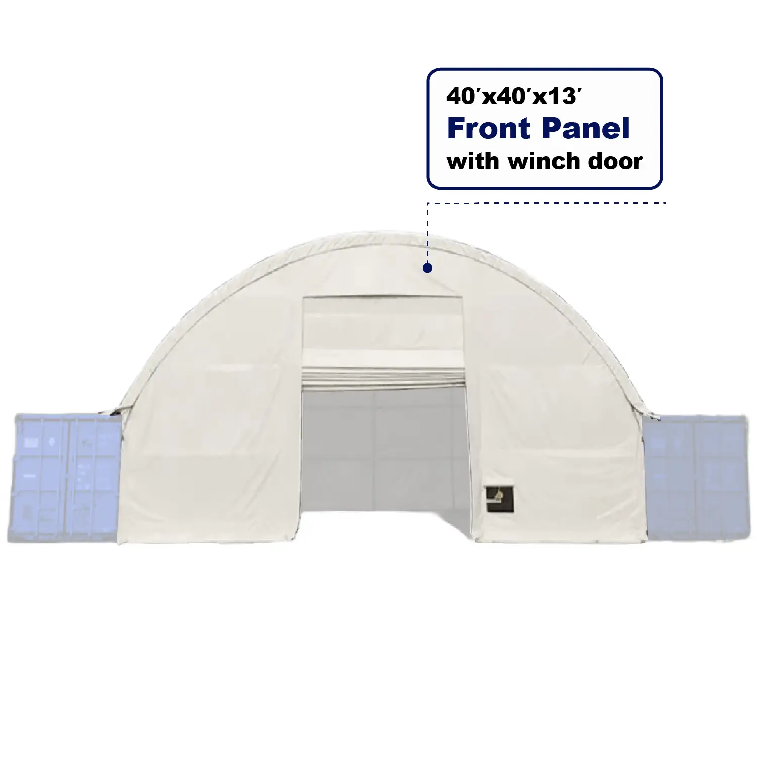 Front Wall with Winch door for Container Canopy Shelter 40'x40'x13' by Chery Industrial