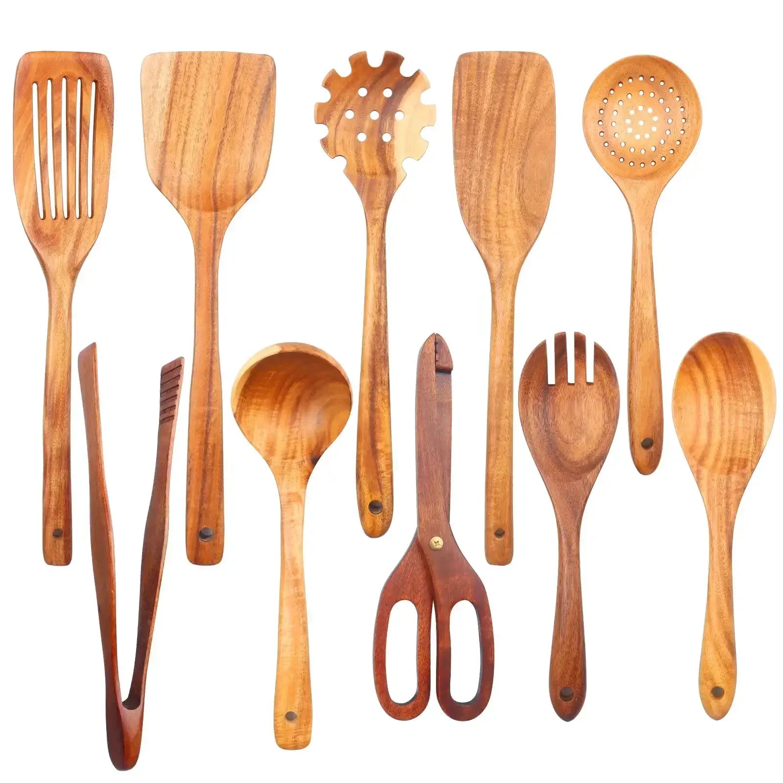 Cooking Spoons - Non-Stick Wooden Teak Set by House Of Avana