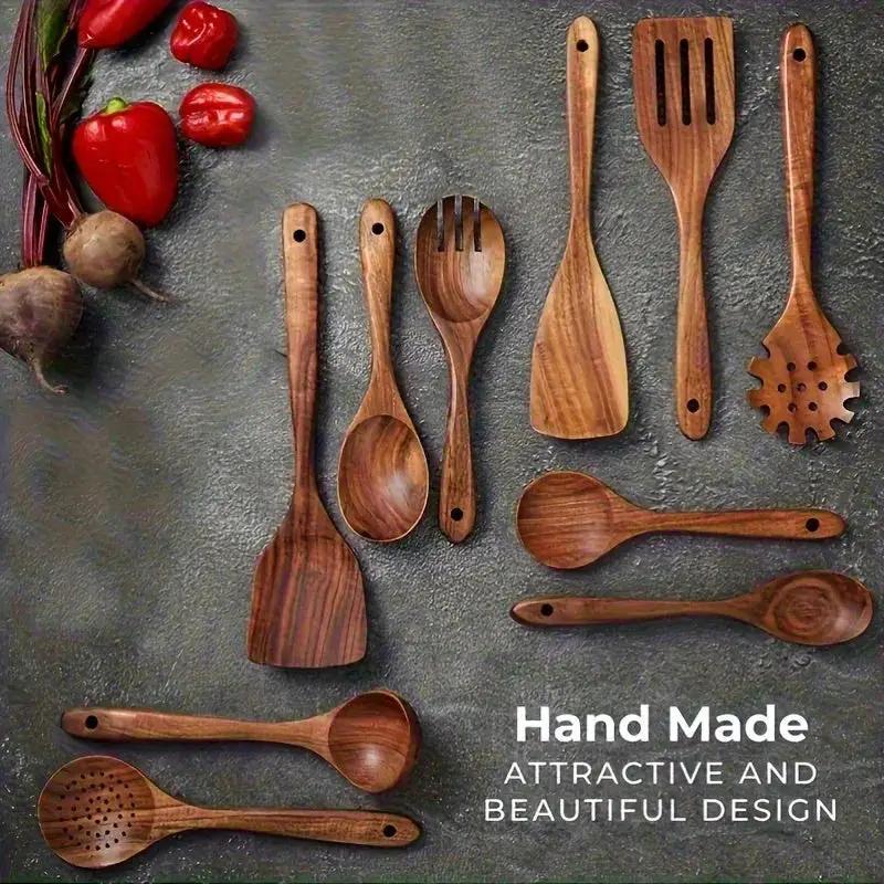 Cookware Set - Non-Stick Teak Wood 10pcs by House Of Avana