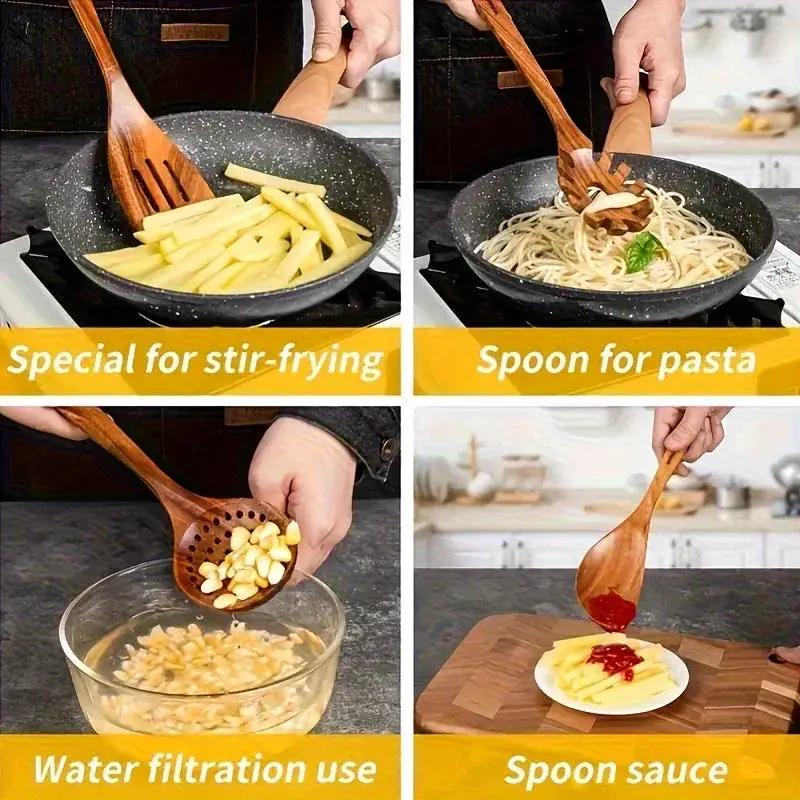 Cookware Set - Non-Stick Teak Wood 10pcs by House Of Avana