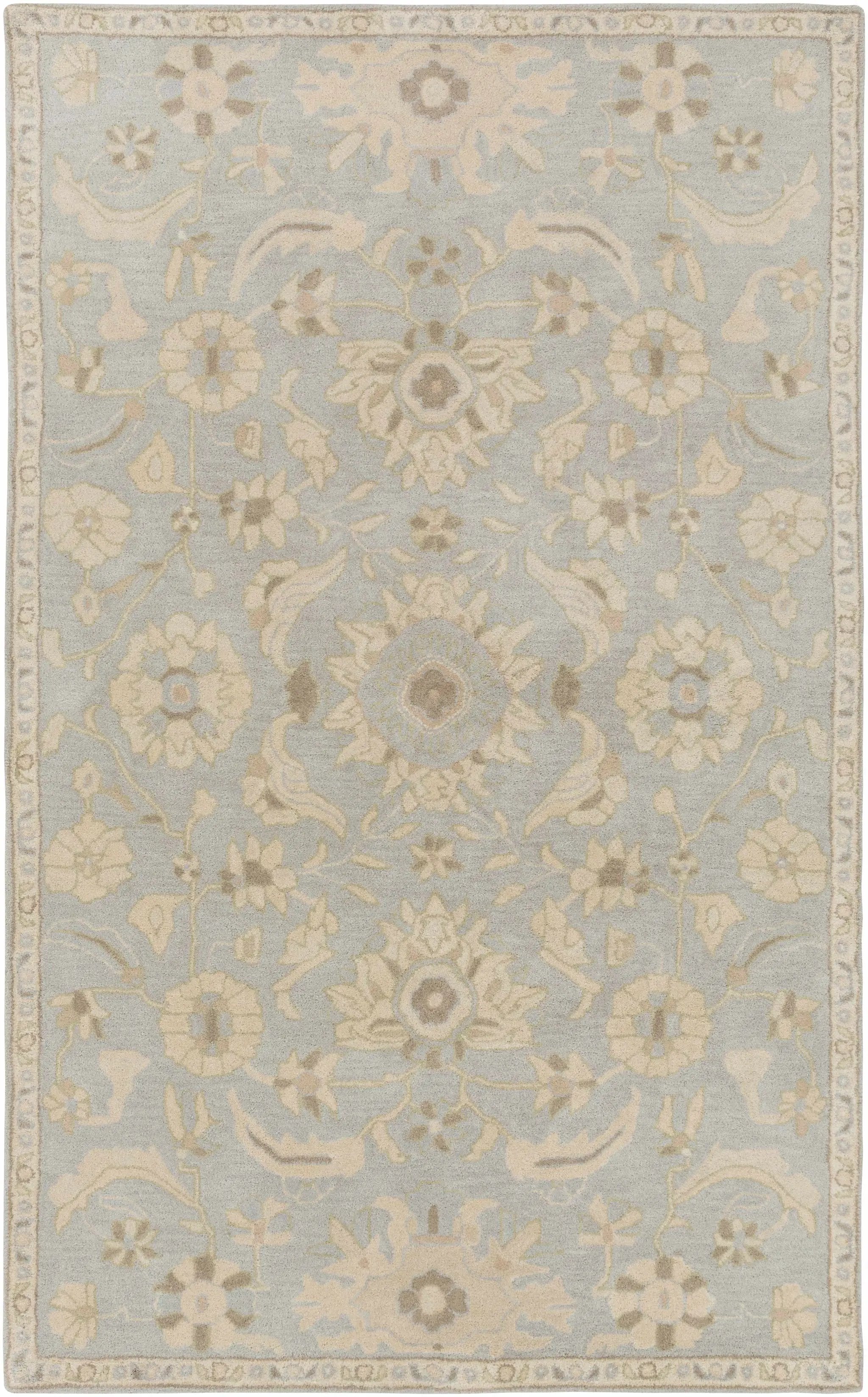 Copen Beige Floral Wool Rug by Boutique Rugs