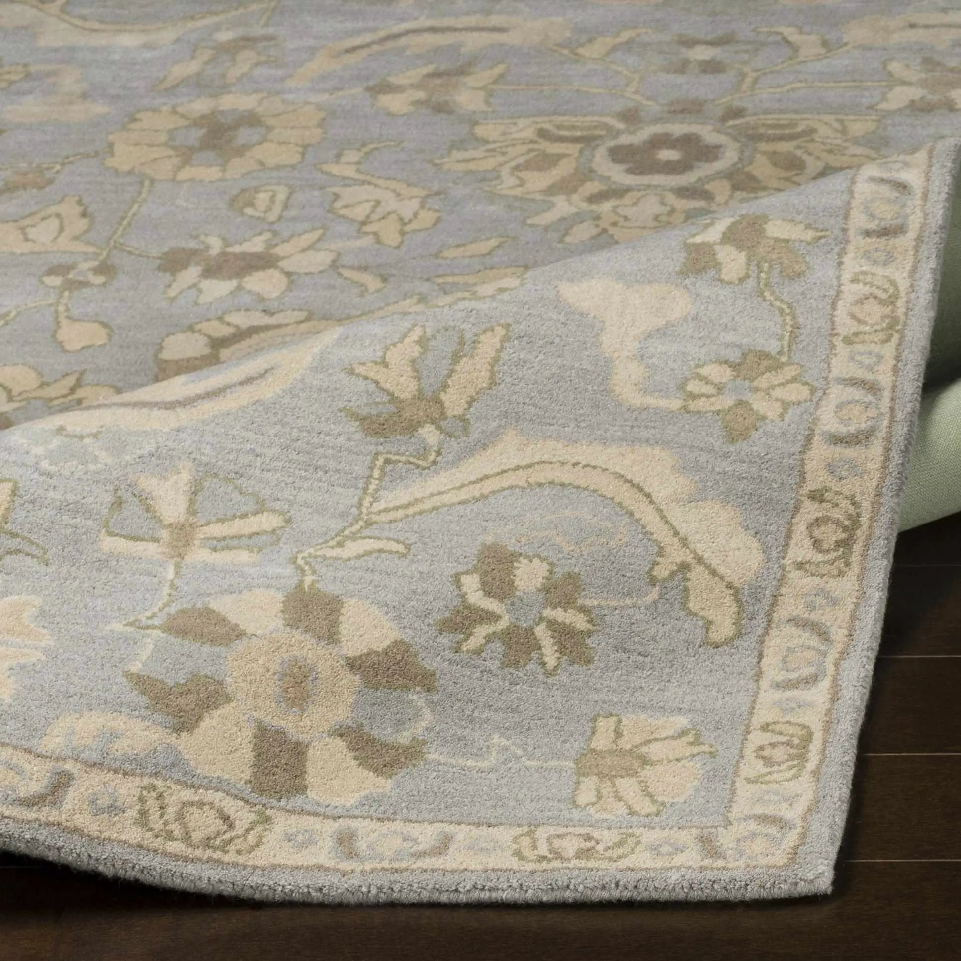 Copen Beige Floral Wool Rug by Boutique Rugs