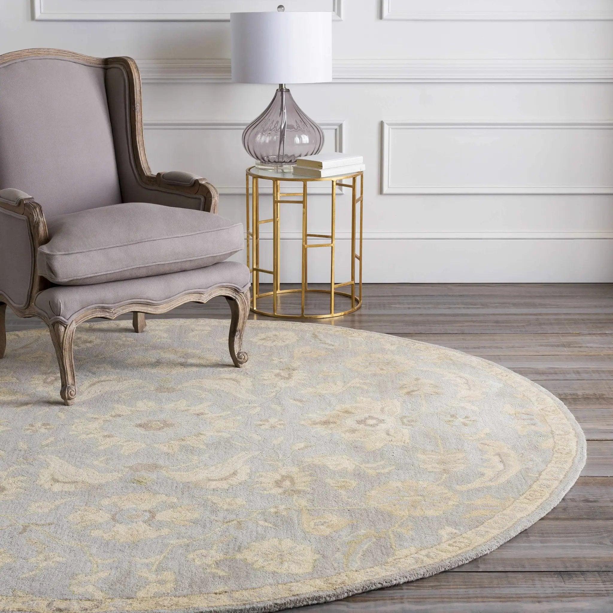 Copen Beige Floral Wool Rug by Boutique Rugs