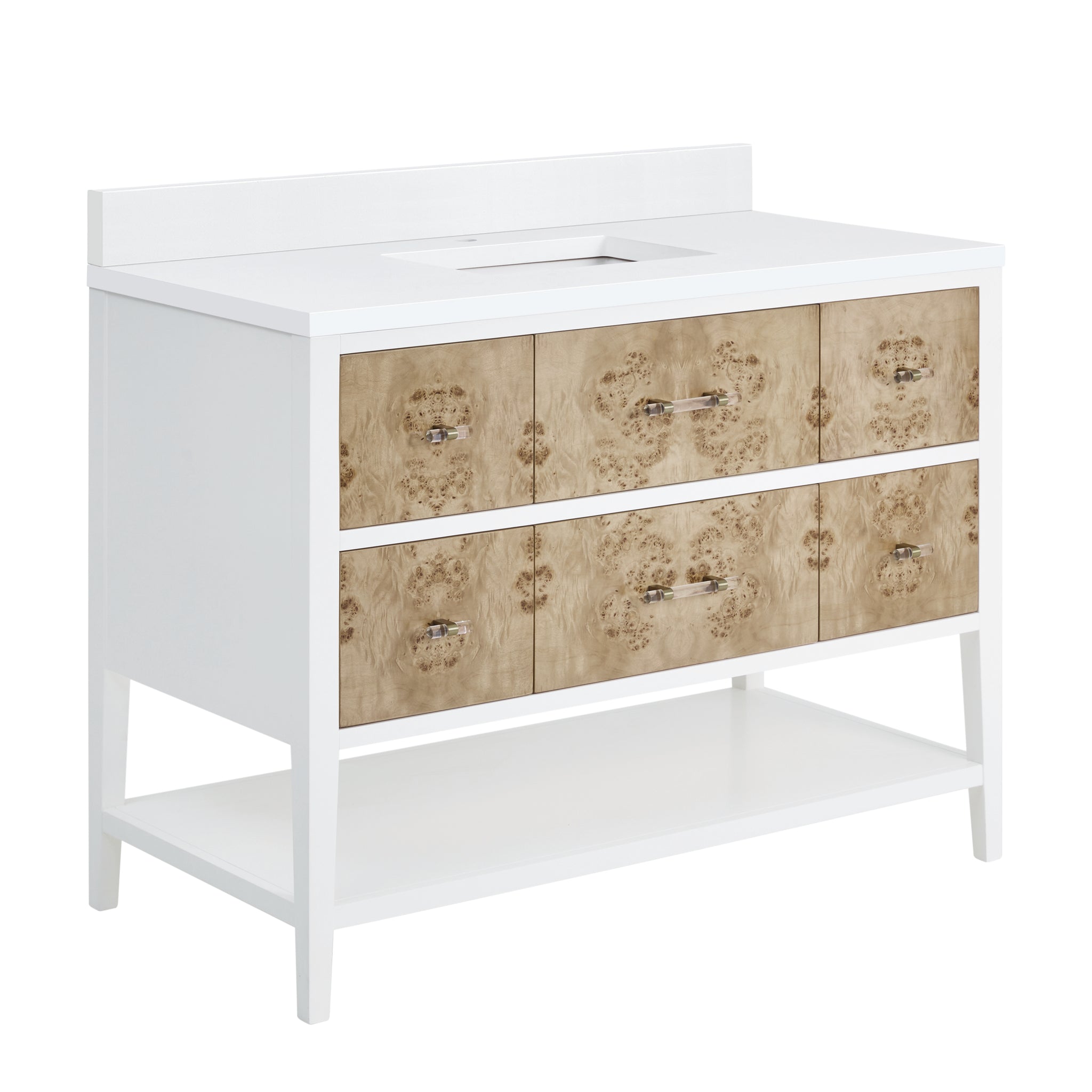 James Martin Olena 48" Single Bathroom Vanity, Polished White and Light Mappa Burl, view 27