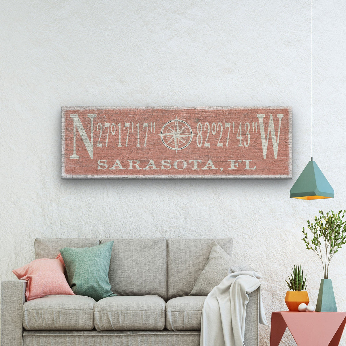 Personalized Coordinates Compass Rose Canvas Sign, photo 4 of 14