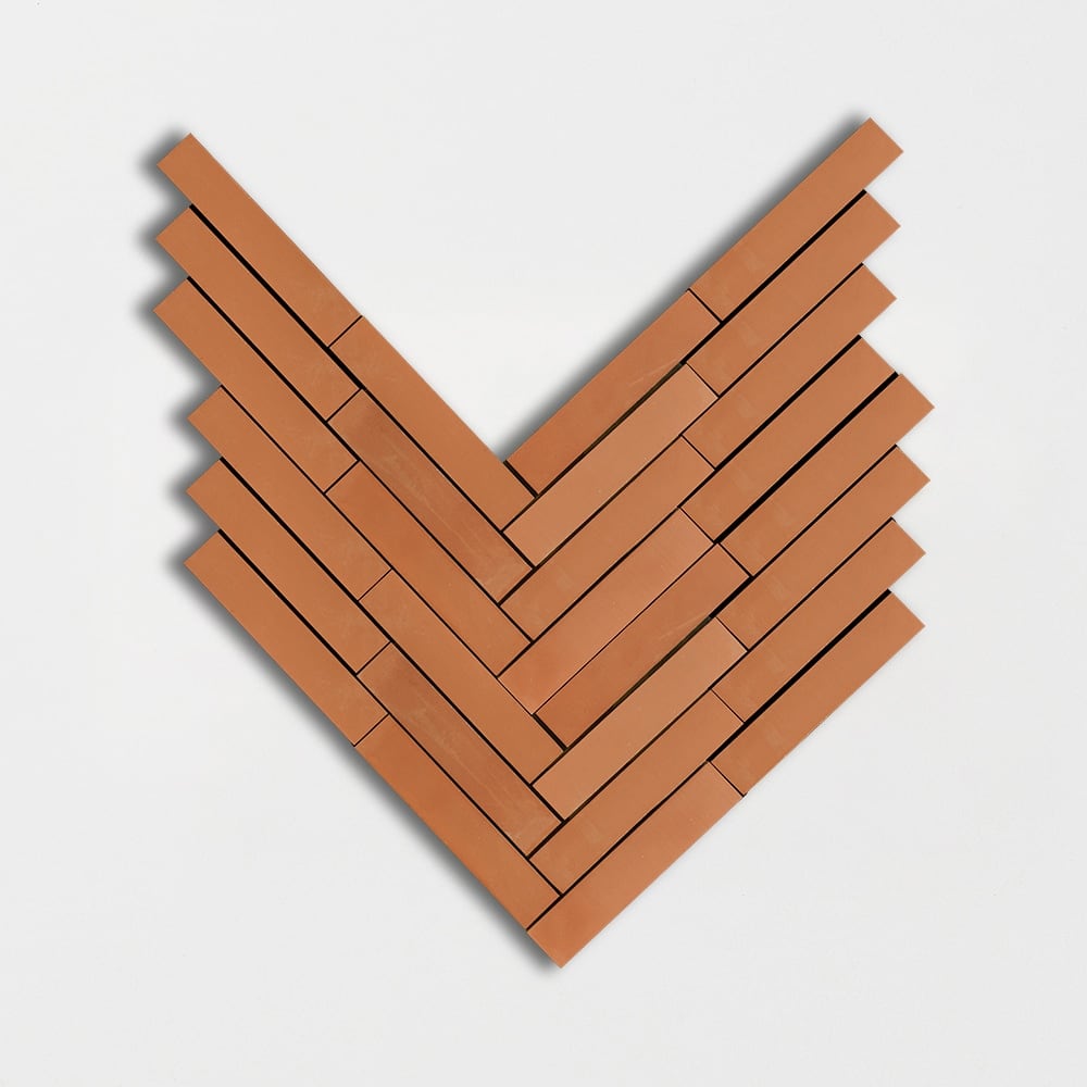 Cotto Natural Large Herringbone Terracotta Mosaics 13 1/2x15 5/8 Terracotta Natural 12x18 Mosaics
