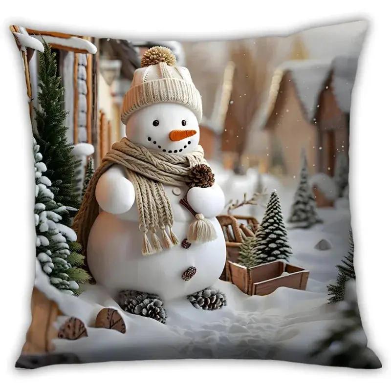 Cotton Christmas Pillow Covers, Santa Claus Pattern, Nordic Style Home Decor by House Of Avana