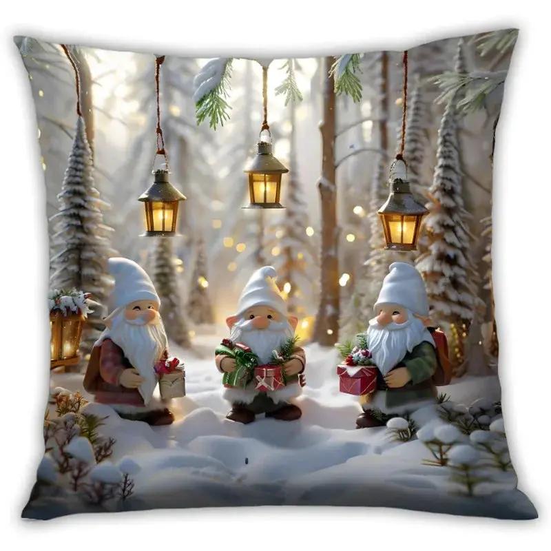 Cotton Christmas Pillow Covers, Santa Claus Pattern, Nordic Style Home Decor by House Of Avana
