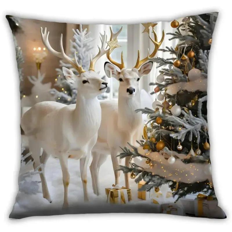 Cotton Christmas Pillow Covers, Santa Claus Pattern, Nordic Style Home Decor by House Of Avana