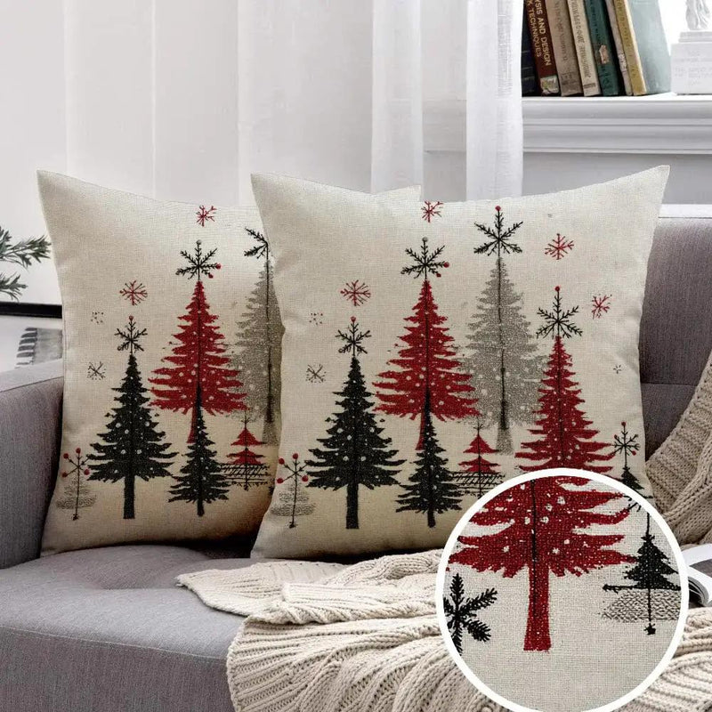 Cotton Throw Covers, Beige Snowflake Design, 40.64x45.72 cm Single-Sided Printed Pink and White by House Of Avana