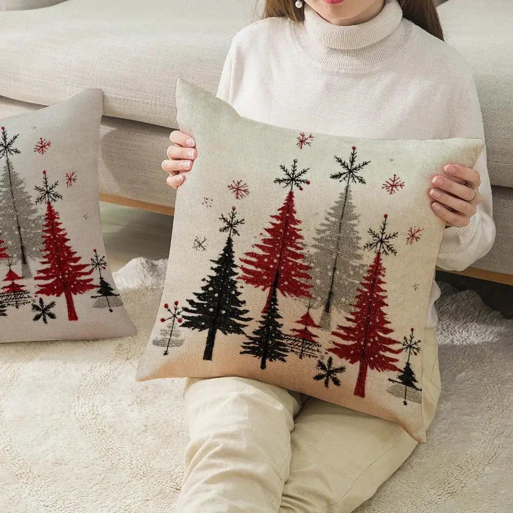Cotton Throw Covers, Beige Snowflake Design, 40.64x45.72 cm Single-Sided Printed Pink and White by House Of Avana