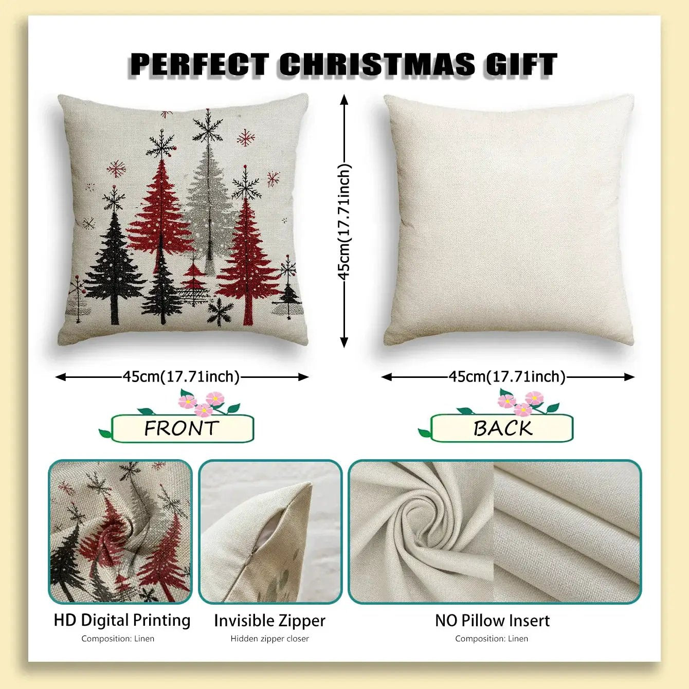 Cotton Throw Covers, Beige Snowflake Design, 40.64x45.72 cm Single-Sided Printed Pink and White by House Of Avana