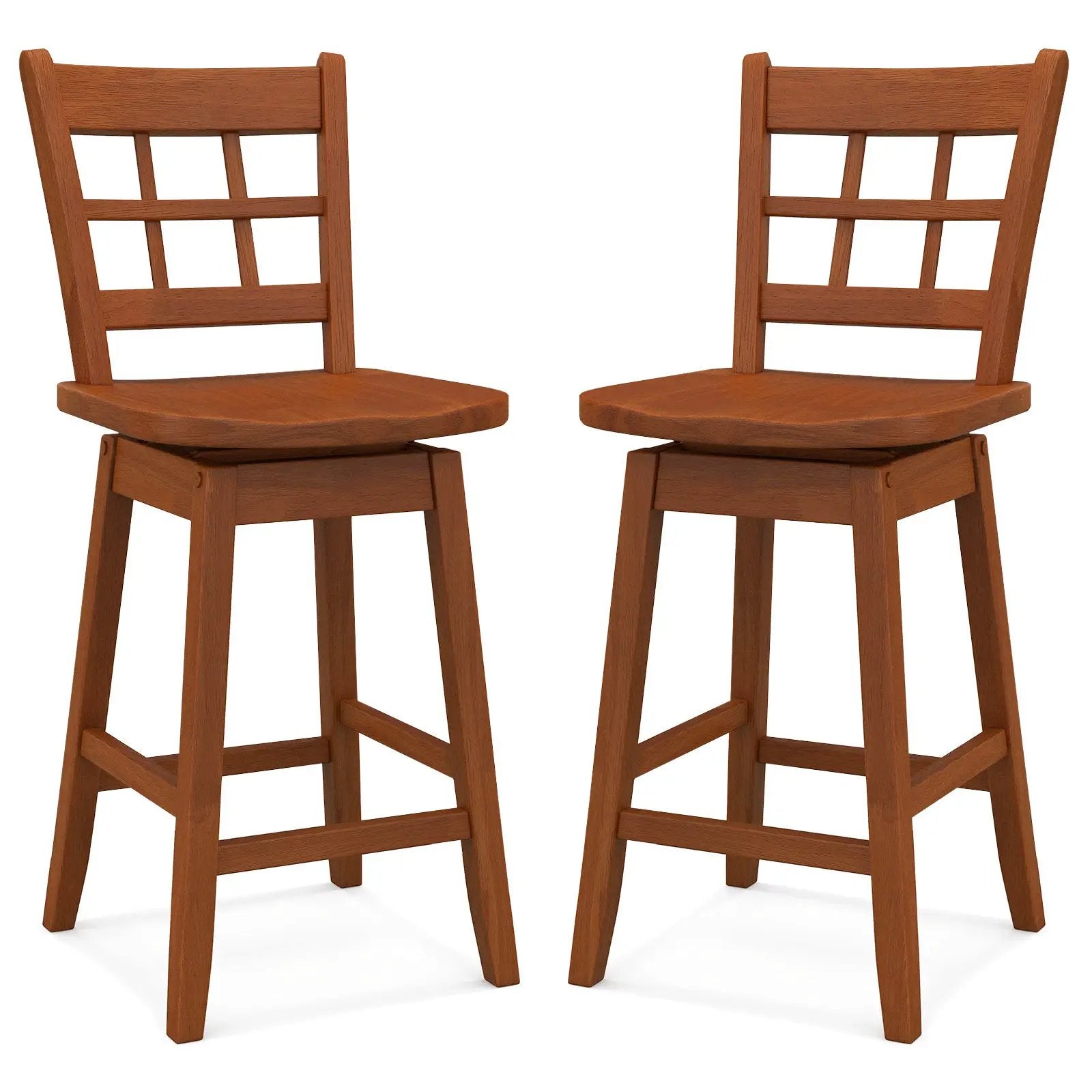 Counter Height Barstools Set of 2 with 6-Grid Hollow Back and Seat by DirectDeals