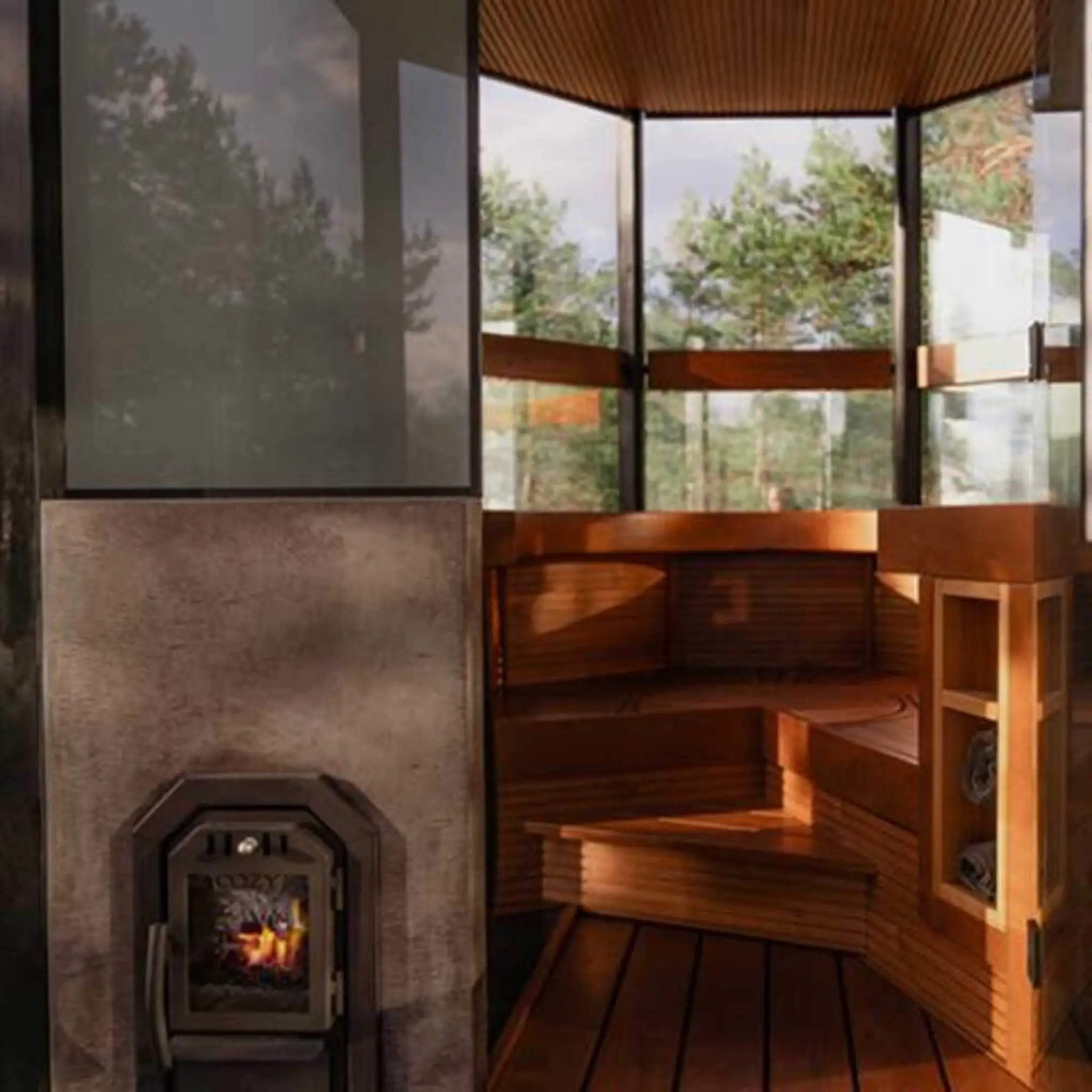 Cozy Heat OG Thru-Wall Sauna Stove With Sauna Stones [COZY OG-TW] (SAK75861) by SAKSBY WHOLESALE