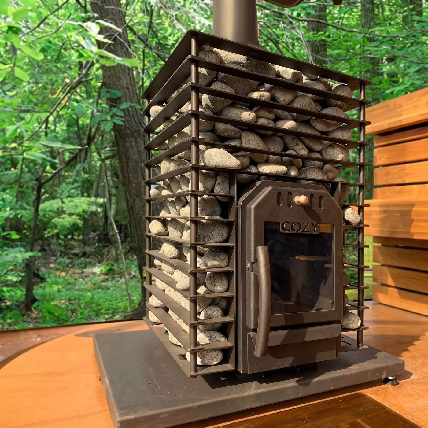 Cozy Heat Quattro Wood-Fired Sauna Stove With Sauna Stones [COZY QUATTRO] (SAK23947) by SAKSBY WHOLESALE