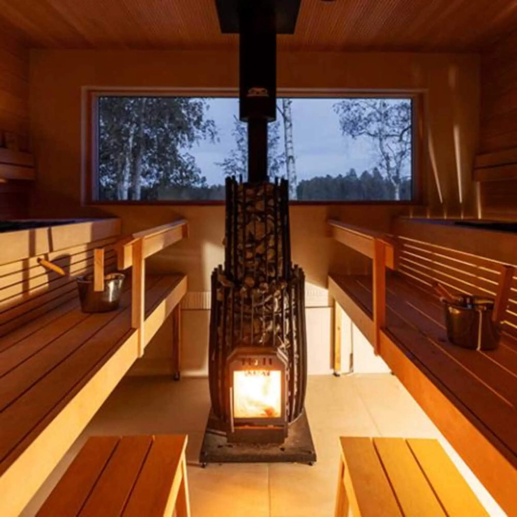 Cozy Heat SW Thru-Wall Wood Burning Sauna Stove With Sauna Stones [COZY SW-TW] (SAK69342) by SAKSBY WHOLESALE