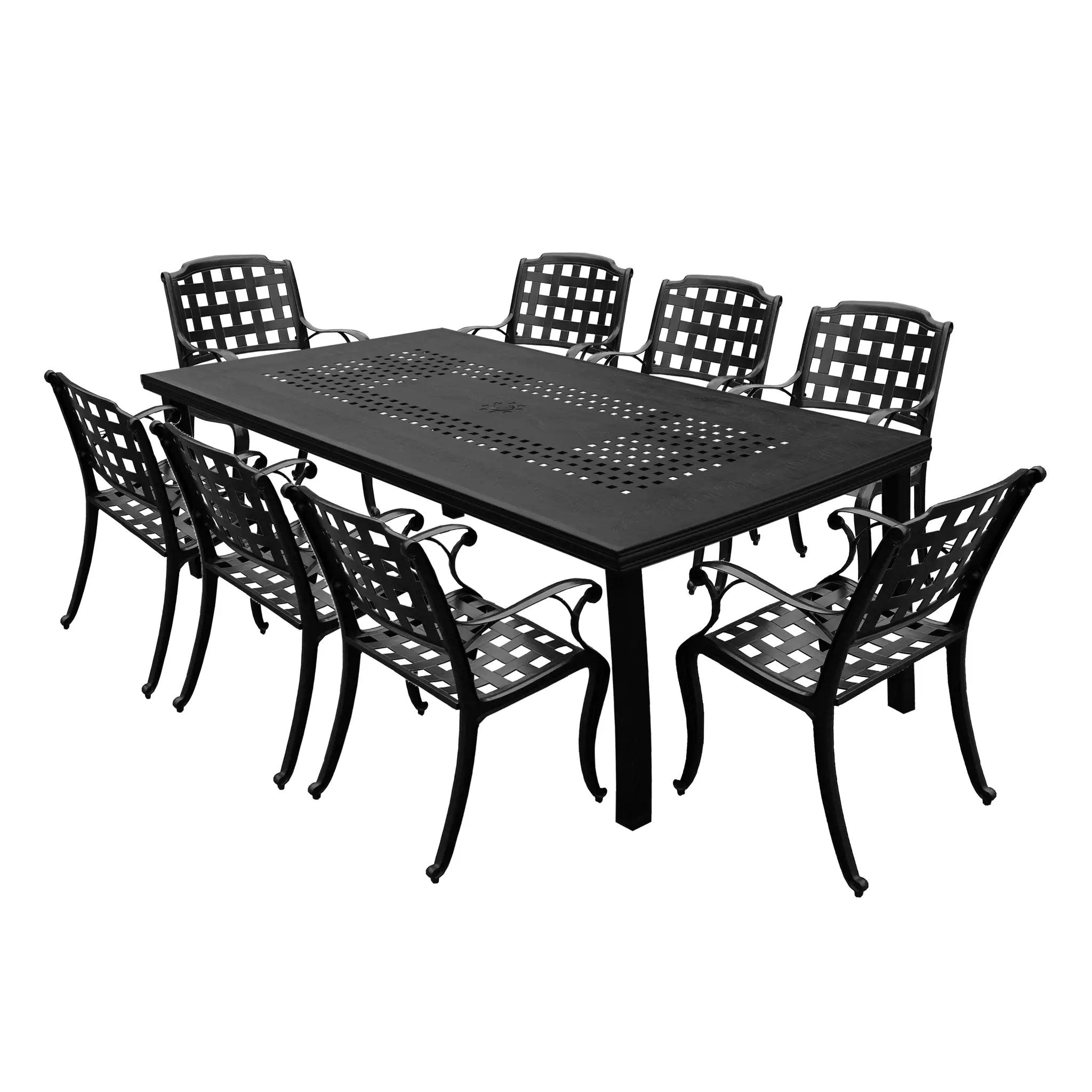 Outdoor Aluminum 9pc Rectangular Patio Dining Set with Eight Chairs by Sharicks