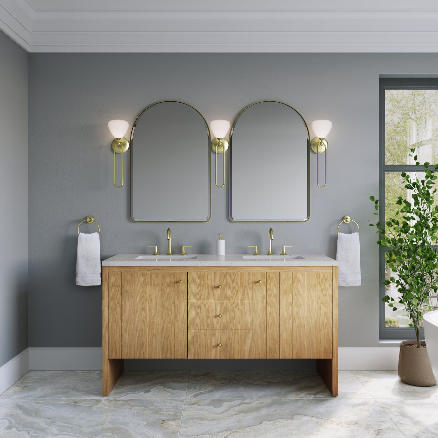 James Martin Hudson 60" Double Bathroom Vanity, Light Natural Oak, view 32