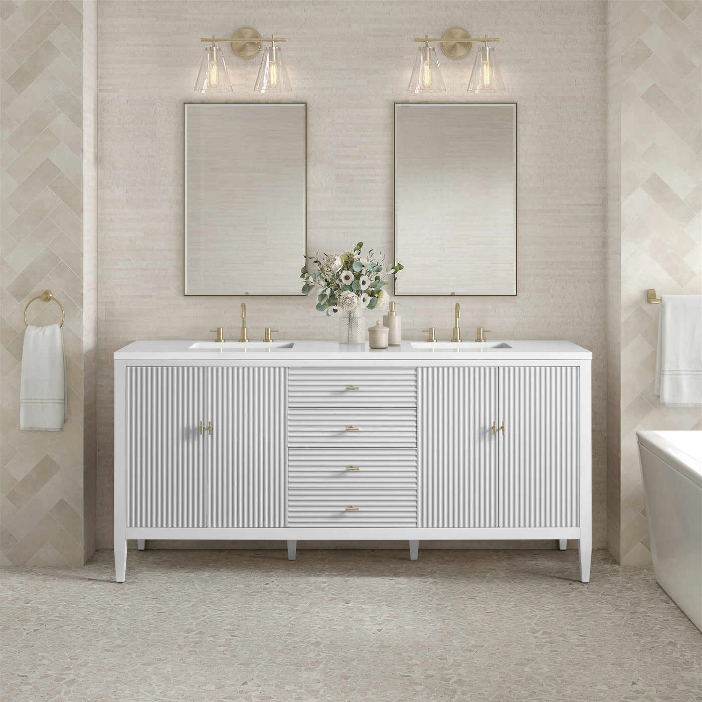 James Martin Myrrin 72" Double Bathroom Vanity, Bright White, view 38