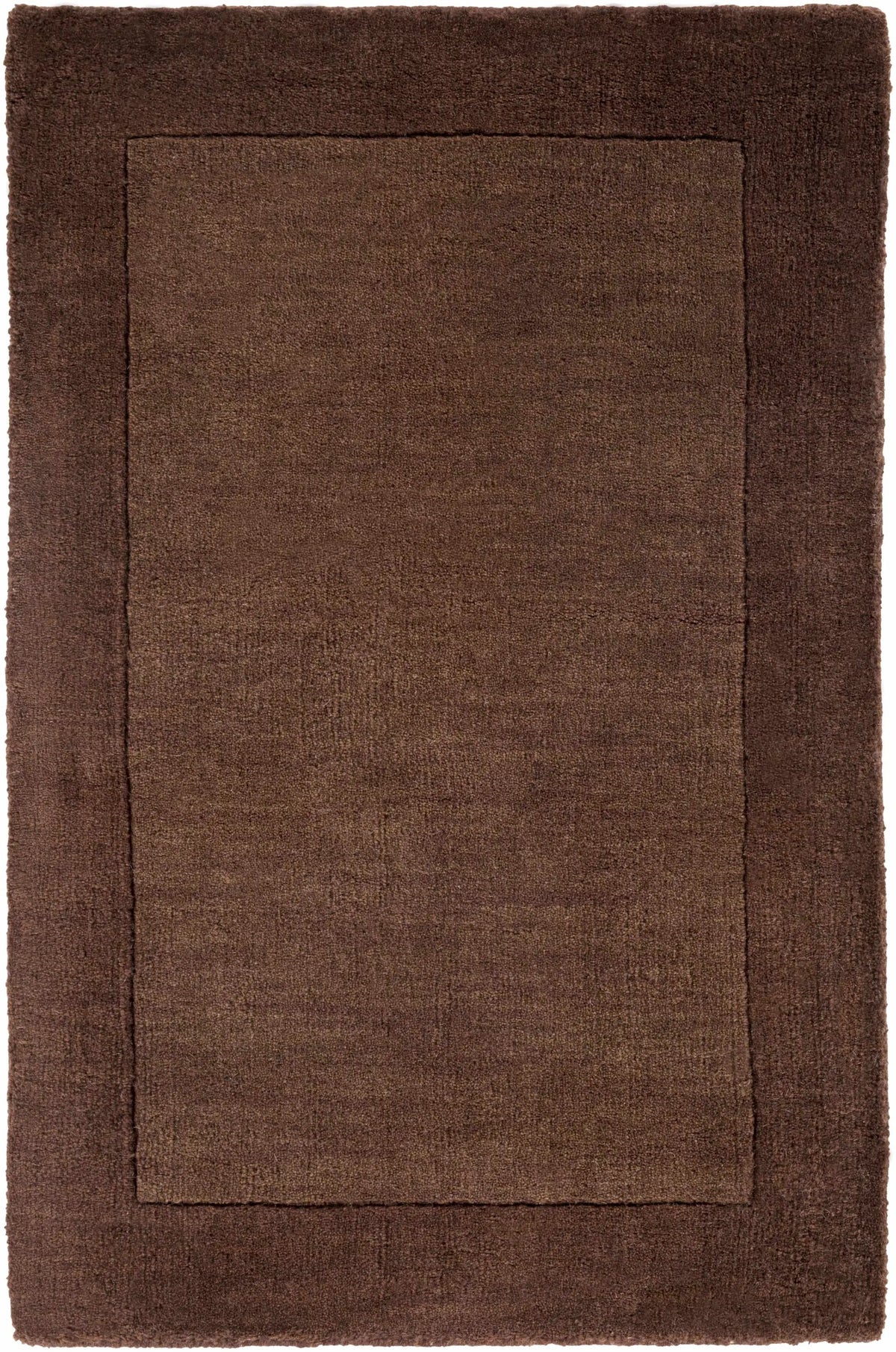 Bordered Solid Brown Wool Rug, photo 11 of 13