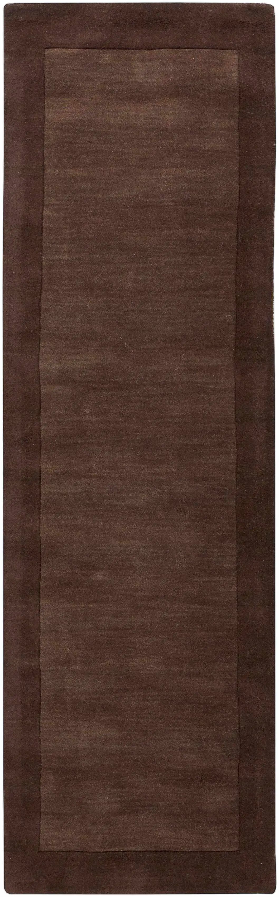 Bordered Solid Brown Wool Rug by Boutique Rugs