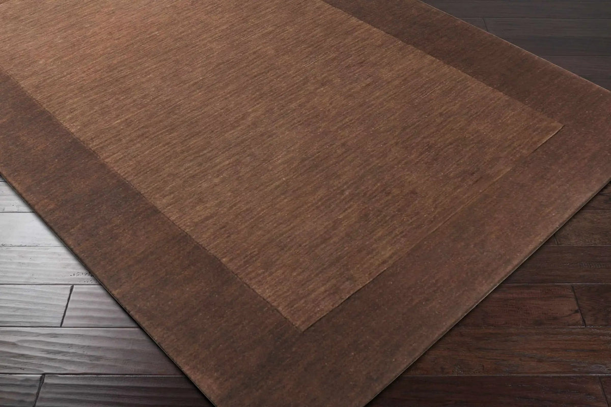 Bordered Solid Brown Wool Rug, photo 9 of 13