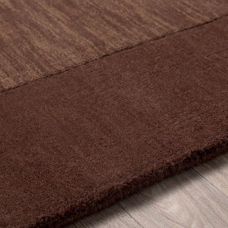 Bordered Solid Brown Wool Rug by Boutique Rugs