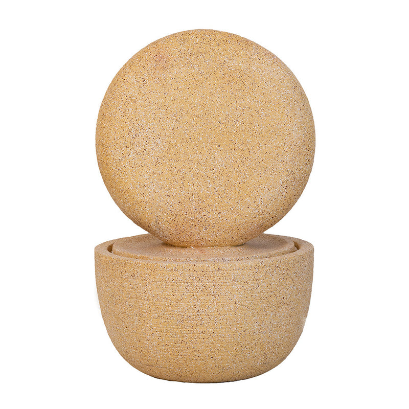Concrete Modern Outdoor Water Fountain Ring Cream, back view