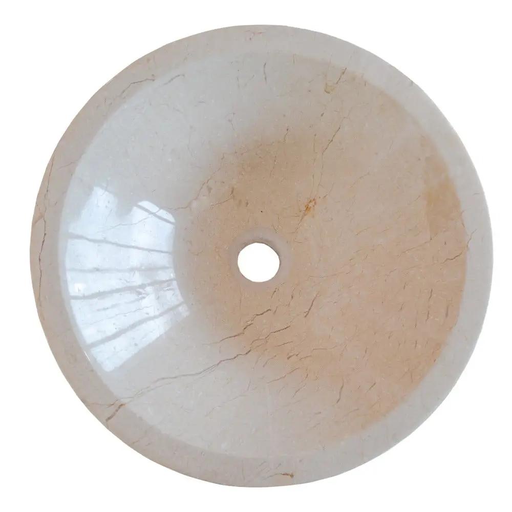 Crema Marfil Marble Natural Stone Tapered Vessel Sink High Gloss Polished 16 Inch by GobekDesign