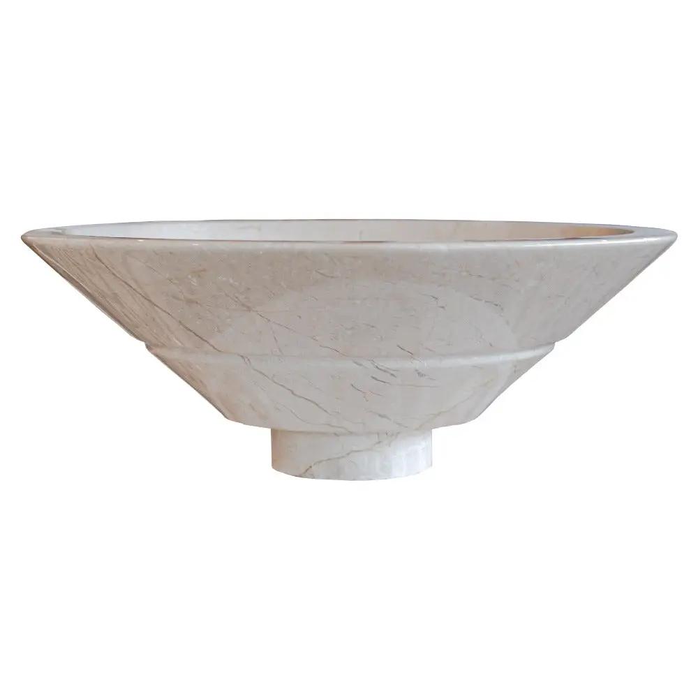 Crema Marfil Marble Natural Stone Tapered Vessel Sink High Gloss Polished 16 Inch by GobekDesign