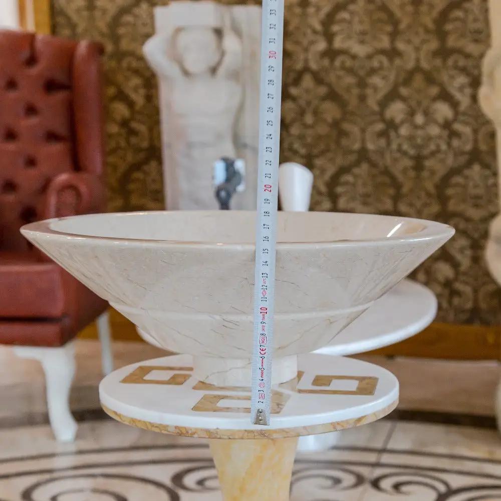 Crema Marfil Marble Natural Stone Tapered Vessel Sink High Gloss Polished 16 Inch by GobekDesign