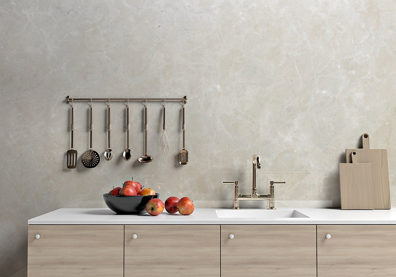 Crema Marfil Polished Marble Slab Random 1 1/4 room scene 2