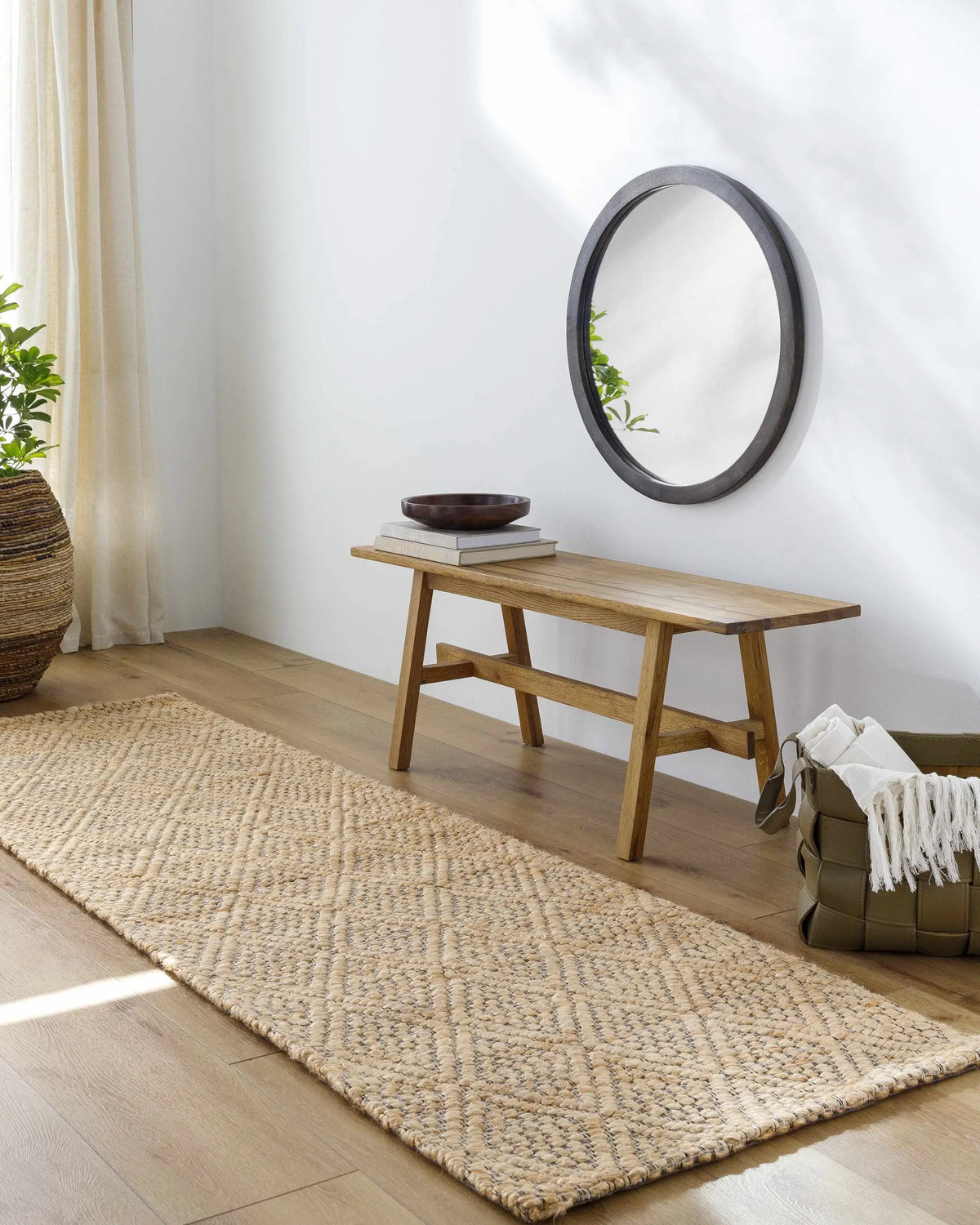 Buwoi Hand Woven Tan Jute Rug - Clearance, installed in a room 2