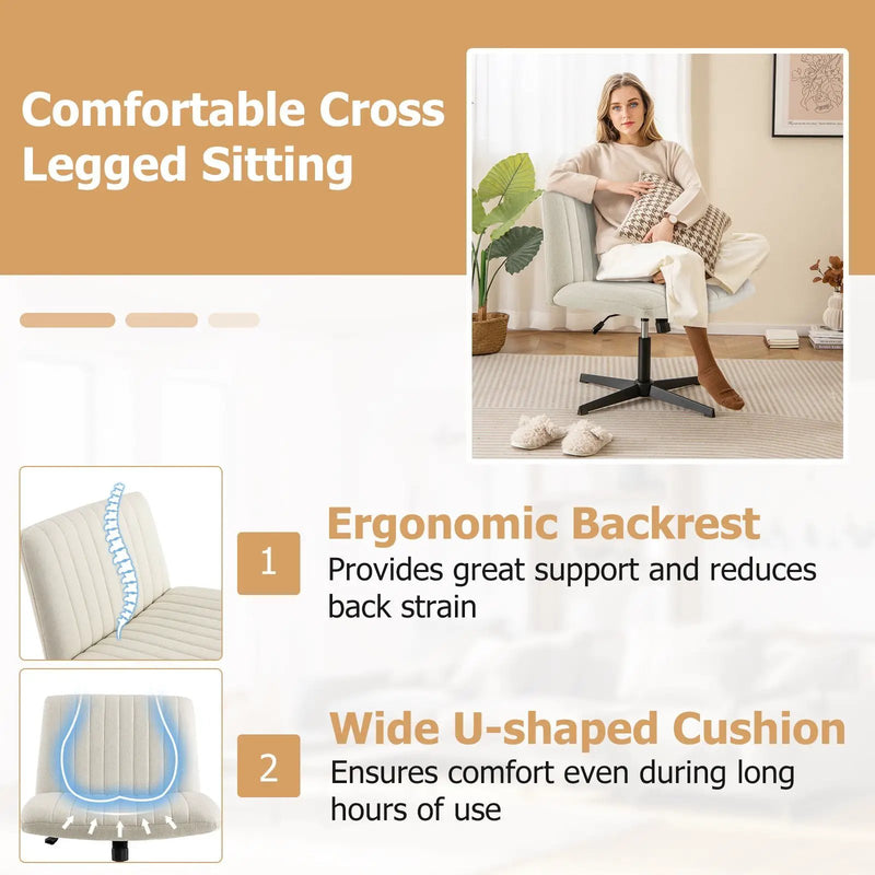 Criss Cross Legged Chair No Wheels 120¬∞ Rocking Adjustable Height by DirectDeals