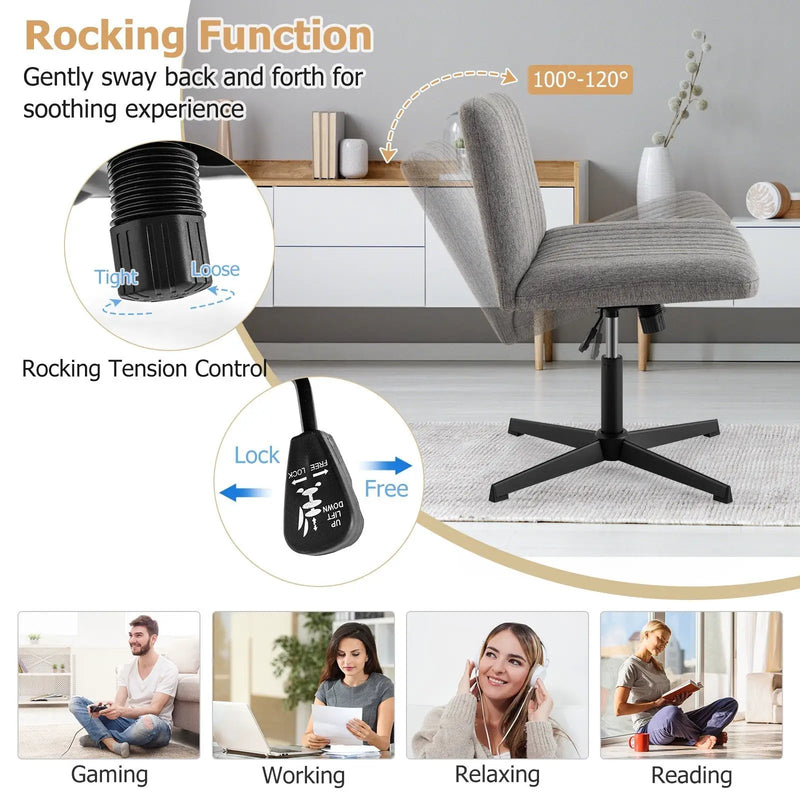 Criss Cross Legged Chair No Wheels 120¬∞ Rocking Adjustable Height by DirectDeals